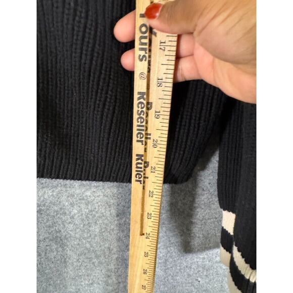 525 American Cardigan Sweater Women Large Black Chunky Knit Bishop Sleeve Classi - Picture 5 of 8